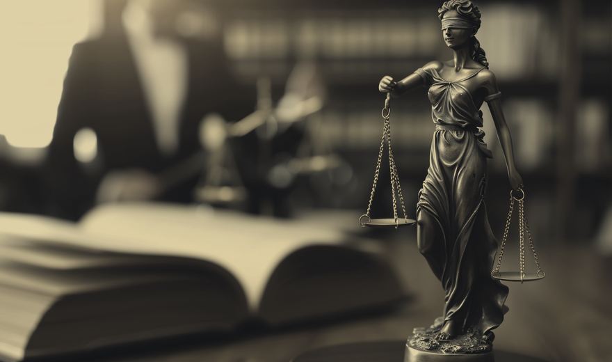 Scales of justice on a desk