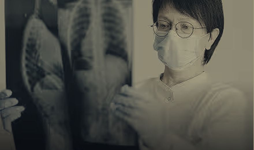 Radiologist reviewing imaging
